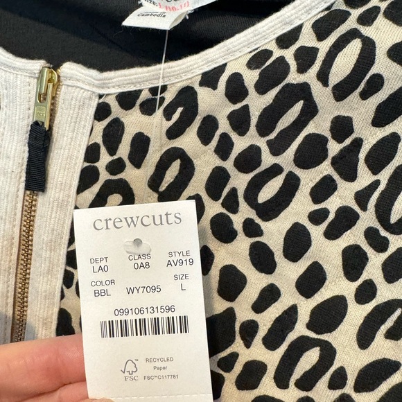 Girls' quilted jacket in leopard print J. Crew crewcuts large 10-12 new with tag - Picture 7 of 11